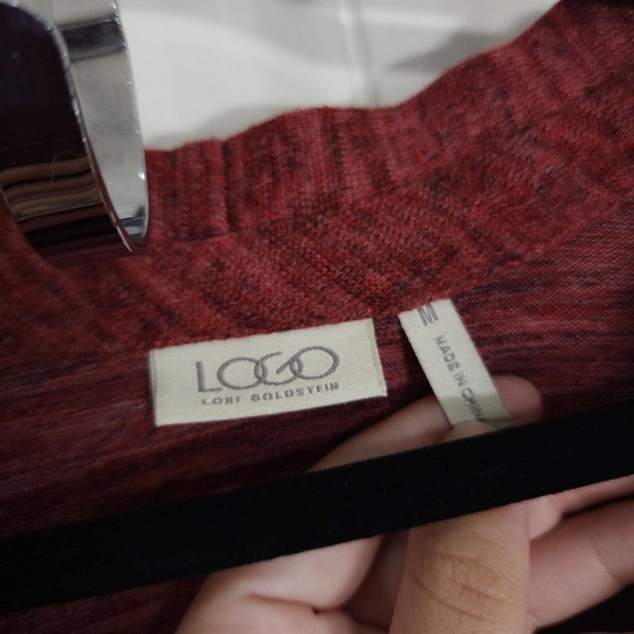 Logo Lori Goldstein Womens Jacket Red Heathered Ultrasuede Zip Up Hanky Tunic M - Picture 7 of 10